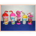plastic straw cup with lid - 650ml